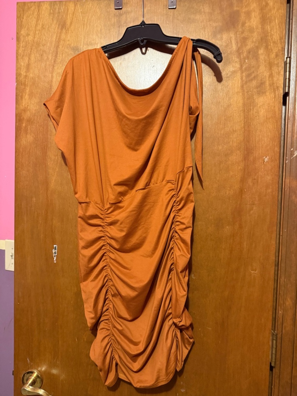 SHEIN Rust One-Shoulder Ruched Dress - never worn - Picture 2 of 2
